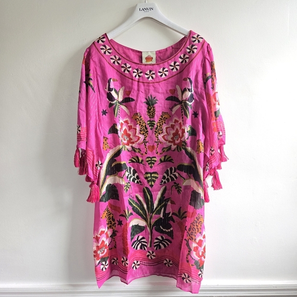 New Farm Rio Pink Leopard Forest Swim Beach Pool Cover-Up Dress Medium NWT - Picture 9 of 14